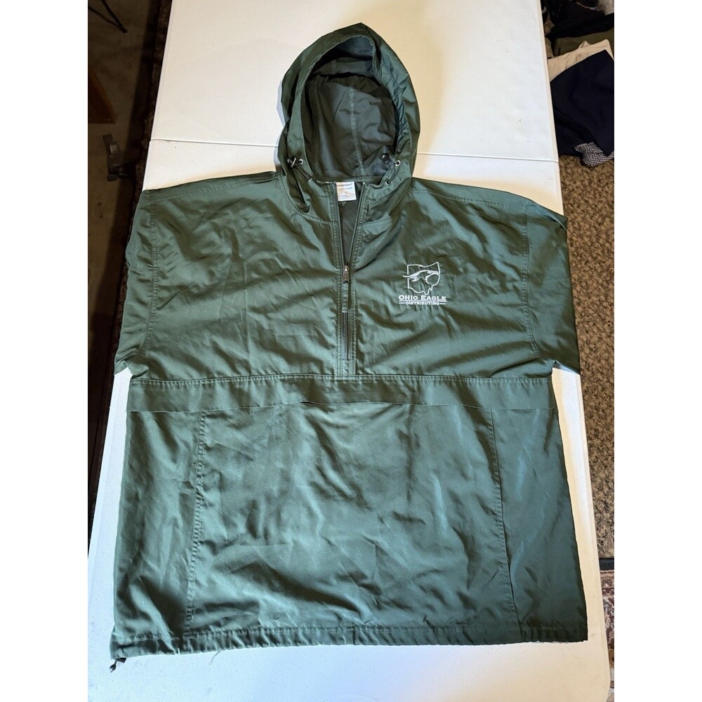 Older Champion Half Zip Pullover Rain Jacket XXLarge Ohio Eagle Distribution Grn